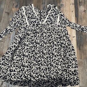Free People Floral Black and White Dress